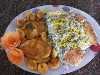 پلو شوید ماهی و میگو سوخاری