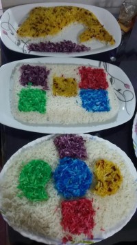 برنج رنگی با پنیر