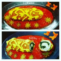 رولت مرغ و کلم بروکلی پنیری