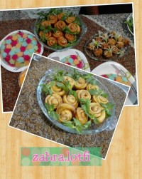 پیراشکی کالباس مدل گل رز