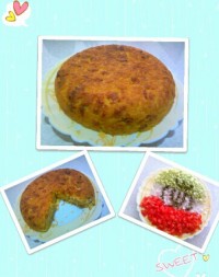 ته چین مرغ با سالاد شیرازی