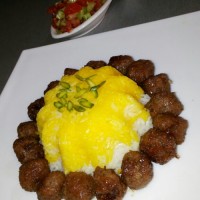 برنج و کباب لقمه ای باسس زعفران ولواشک