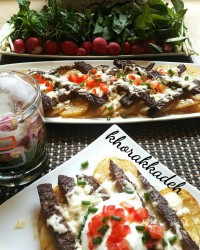 استیک و سیب زمینی ناچو