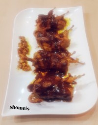 بلدرچین با سس انار و گردو