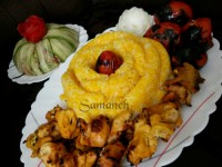 جوجه کباب و پلو زعفرونی