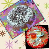 کیک عصرانه با چای دو رنگ