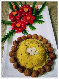 کلم پلو با گوشت قلقلی