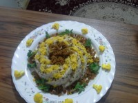 عدس پلو و گوشت چرخ کرده