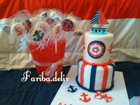 کیک پسرونه با تزیین فوندانت