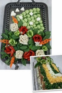 تزئین سبزی و کیک مرغ...