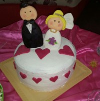 کیک با تزیین فوندانت و خامه