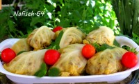 دلمه برگ کلم با رب انار