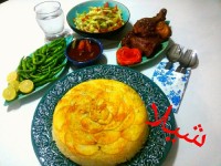 ته دیگ سیب زمینی گل رز