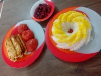 کباب مرغ و ترشی البالو