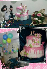 کیک اسفنجی با رویه گاناش رنگی