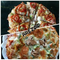 مینی پیتزا به شکل آدم برفی