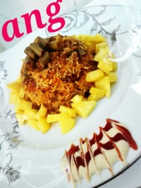 لوبیا پلو با گوشت چرخ کرده