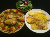 رشته پلو با مرغ