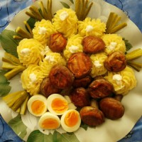 پوره سیب زمینی و قارچ