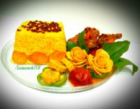 مرغ غوره زعفرانی و پلو زعفرانی