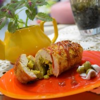 رولت مرغ و کلم بروکلی پنیری