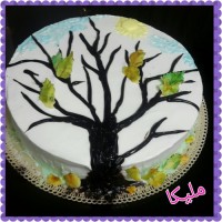 کیک با تم پاییزی با روکش خامه