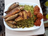باقالی پلو با گوشت و ماهی کولی