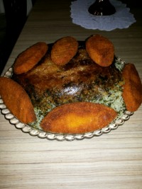 سبزی پلو با ماهی سوخاری