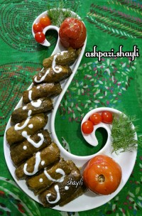 دلمه برگ مو با مرغ