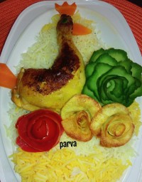 پلو و مرغ ساده