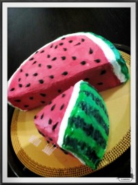 کیک اسفنجی (شب یلدا)طرح هندوانه