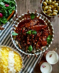 خورش انار بادمجون با فیله مرغ