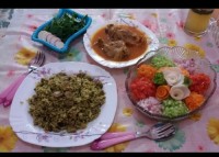 پلو باقالا و خورشت بوقلمون