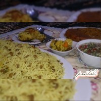 عدس پلو با مرغ