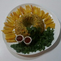 کیک مرغ و سبزیجات