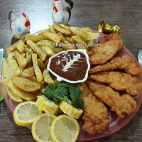 شنیسل مرغ با سیب زمینی فست فودی