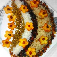 تزیین عدس پلو