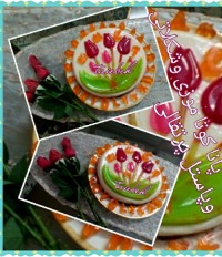 پاناکوتا موزی وشکلاتی با دورچین پاستیل پرتقالی برای تولد آقای همسر جان ;-)