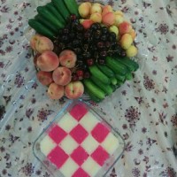 ژله ی موزاییکی و ظرف میوه