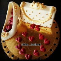 یه کیف و کفش شکلاتی دیگه با یکم تغییرات سفارش برای یخچال عروس قلبا هم شکلات سفید هستن که رنگ ریختم توشون