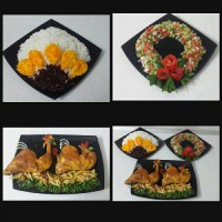 زرشک پلو با مرغ و سالاد شیرازی