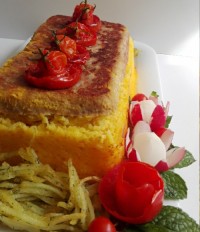 ته چین گوشت و بادمجان