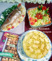 سبزی پلو با ماهی شکم پر