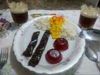 ژله به شکل چلو کباب،گوجه فرنگی ونوشابه گاز دارو یخ