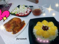 ناهار من پلو قالبی و مرغ بادمجون