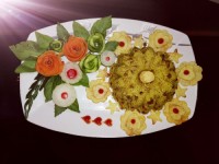 عدس پلو با دورچین سبزیجات