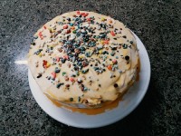 کیک پرتقالی باروکش ژله پرتقالی وخامه