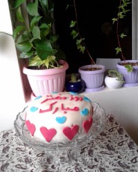 کیک با روکش خمیر فوندانت کار دخترم