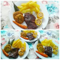 استیک با سس چیلی و گشنیز