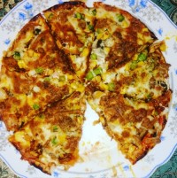 پیتزای گوشت وقارچ خونگی?